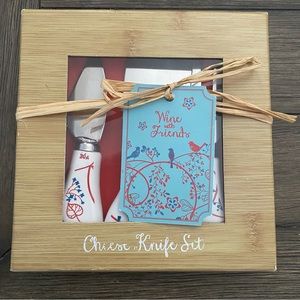 C.R. Gibson 3 Piece Cheese Fork and Spreader Set, Wine with Friends